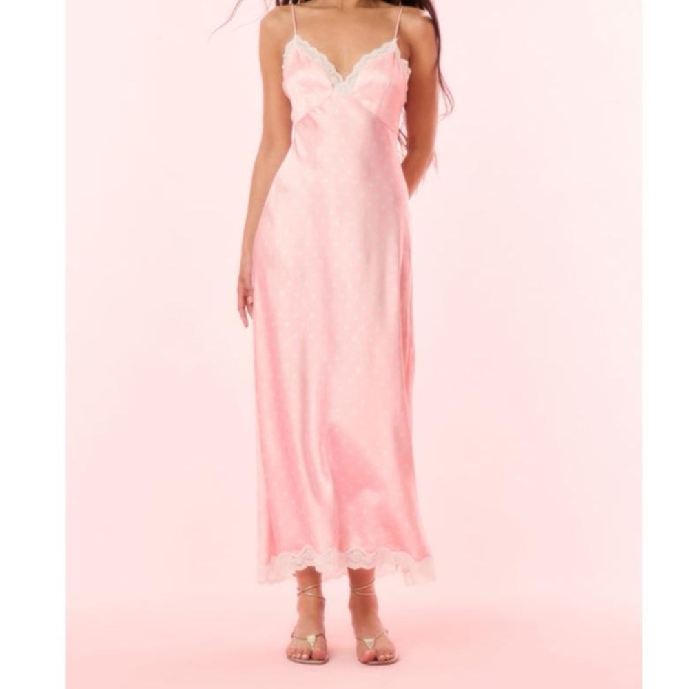 loveshackfancy Women's Pink Manuela Lace-Trimmed Polka-Dot Maxi Dress